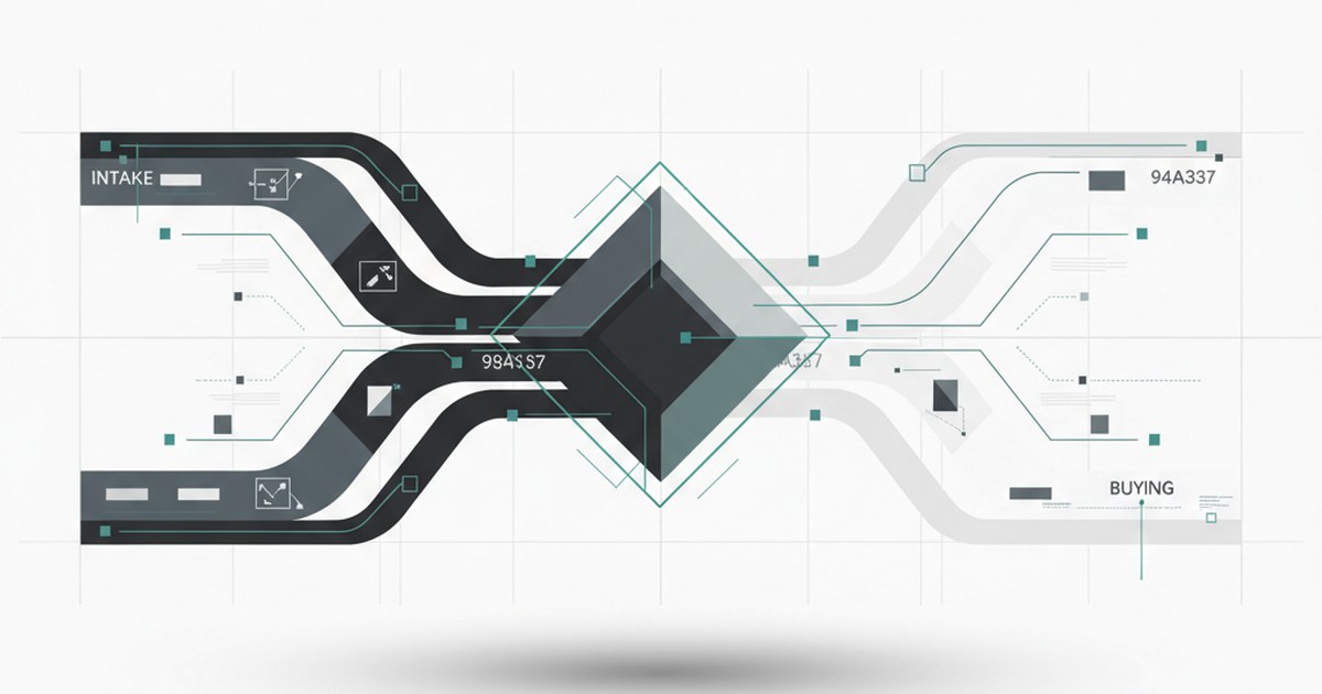 Editorial illustration for: **How Intelligent Intake Is Reshaping the Way Companies Buy**