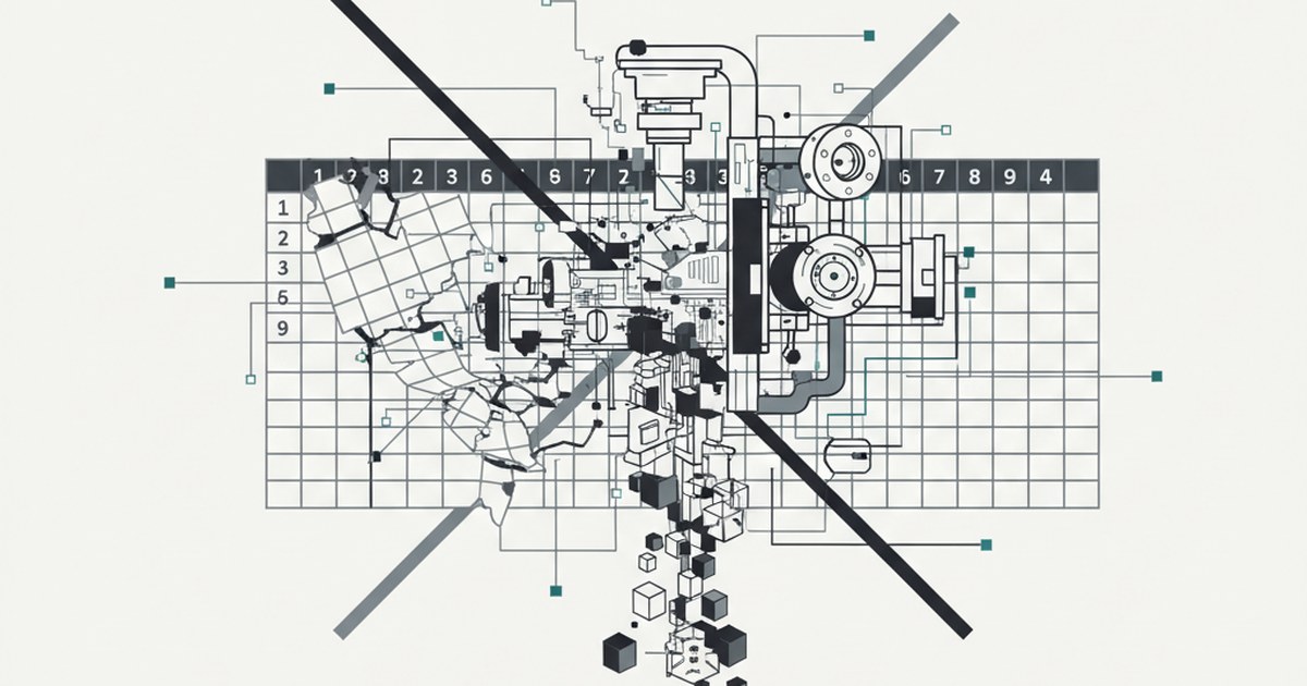 Editorial illustration for: **Why Excel Fails for 500-Line Capital Equipment Quotes**