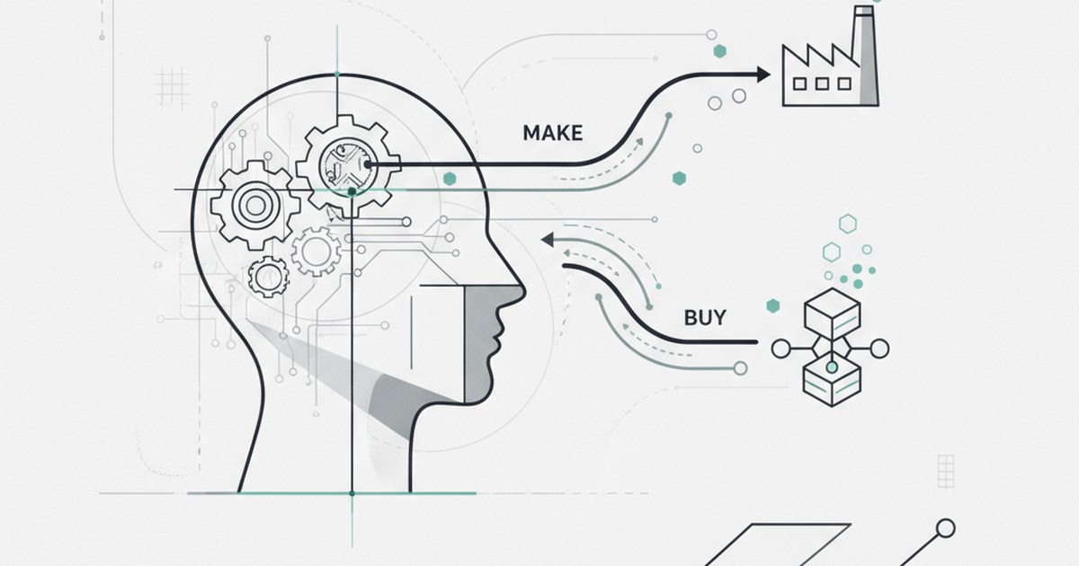 Editorial illustration for: **How AI Enables Smarter Make Versus Buy Decisions**