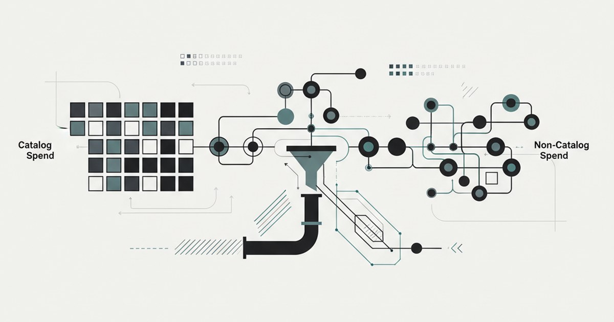 Editorial illustration for: **Why Procurement Systems Must Handle Non-Catalog Spend**