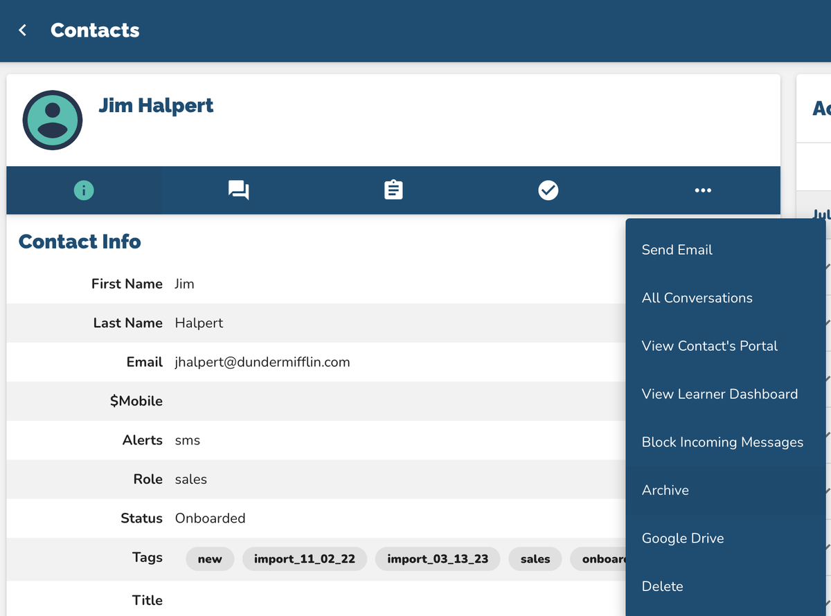 Archiving and Restoring Contacts & User Profiles