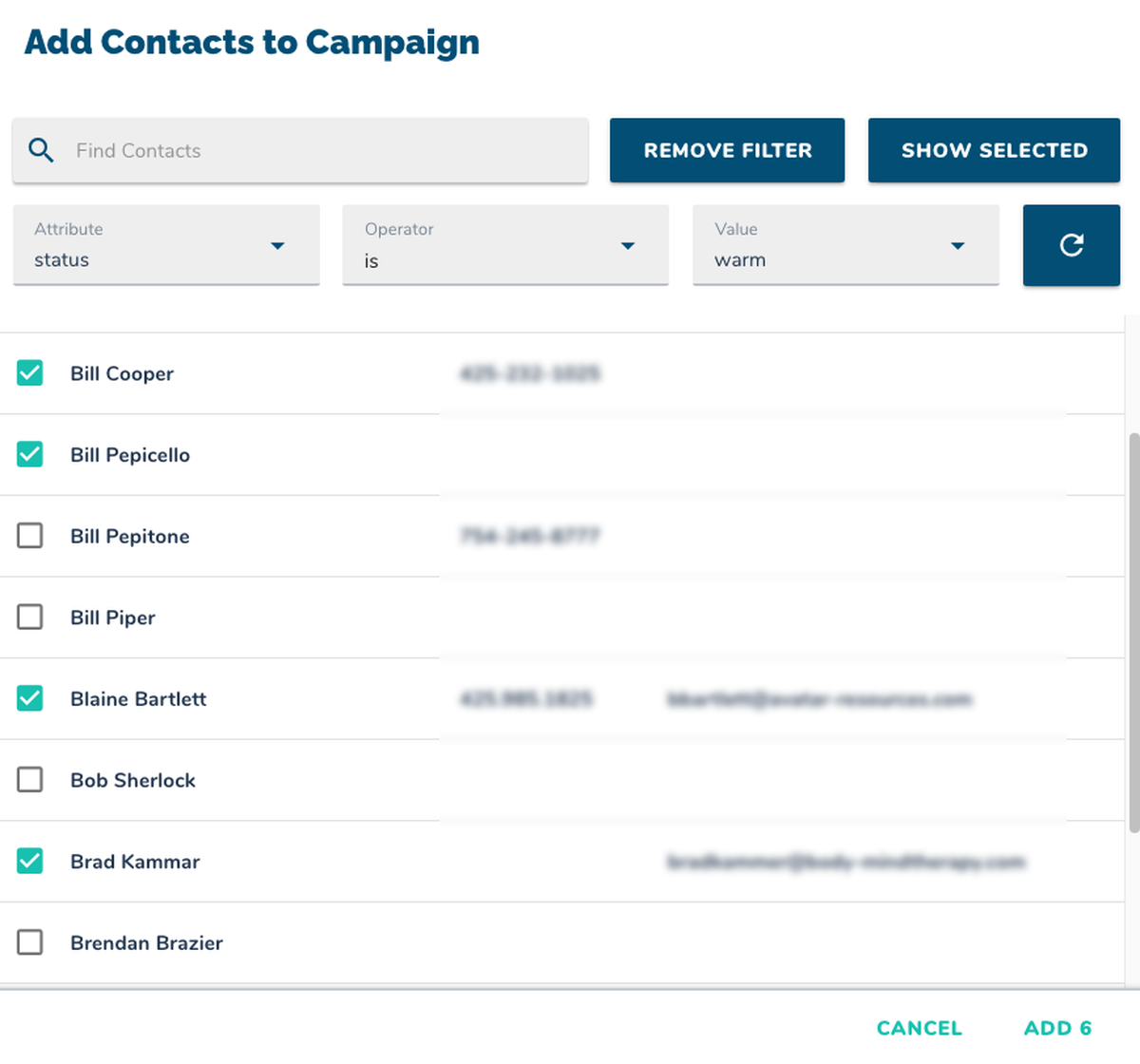 Managing Contacts in Campaigns