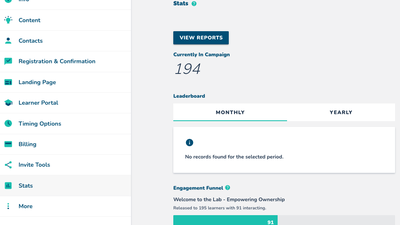 Campaign Stats and Learner Progress