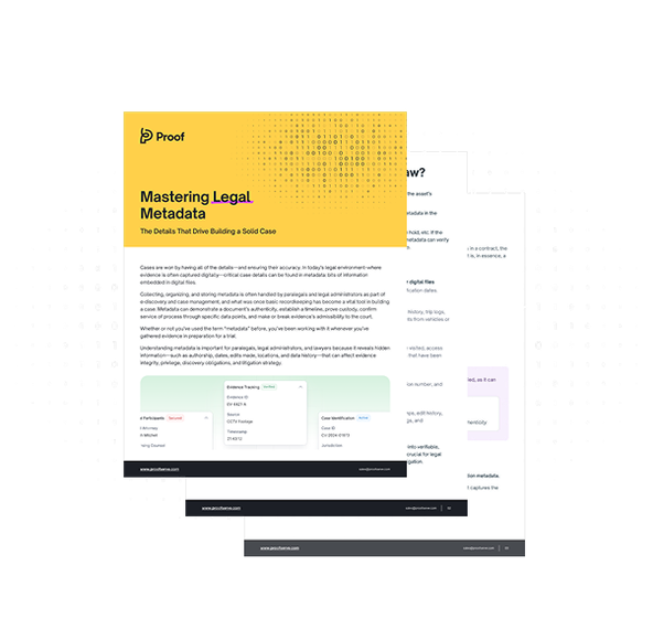 Mastering Legal Metadata graphic with thumbnails of first few pages