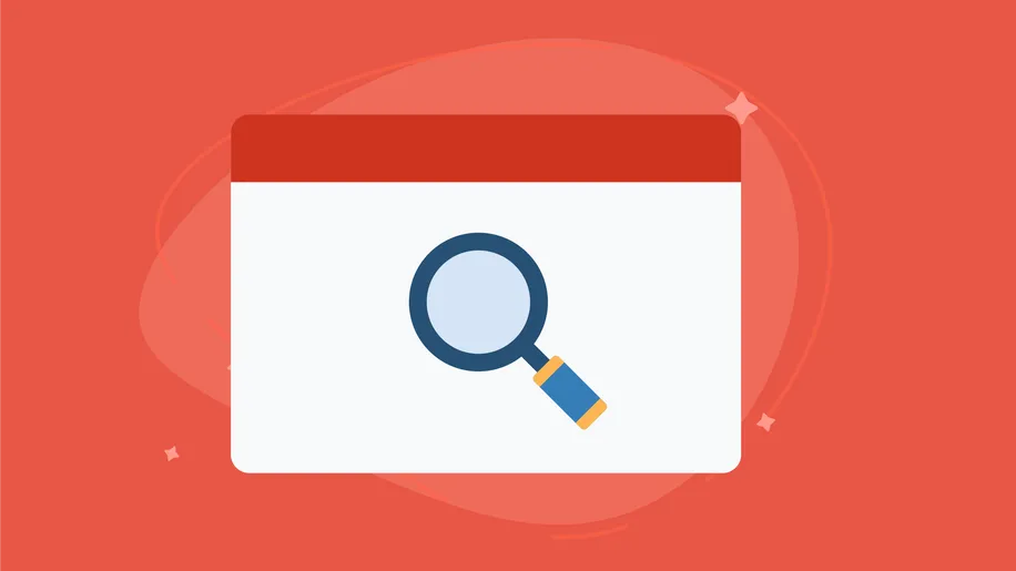 A browser illustration with a magnifying lens in the center.