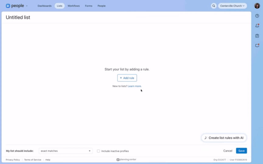 Building a custom report based on an AI prompt in Planning Center People 
