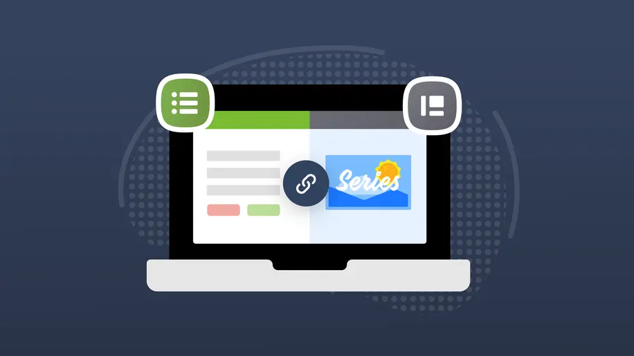 An open laptop displaying the Services and Publishing logos on the other side with an image of the beach and a sun.