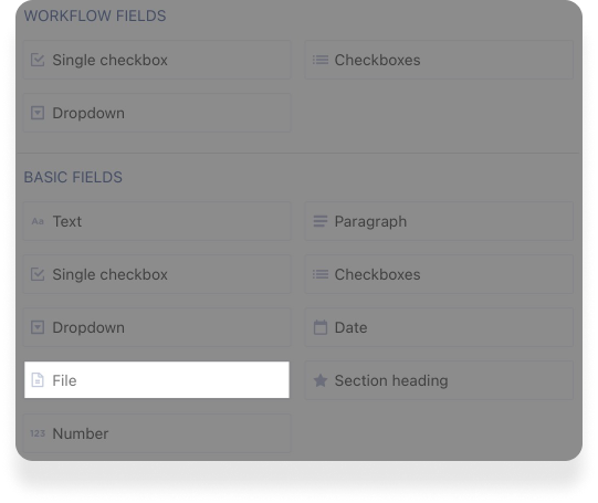 A model of the option to select a file field to a form.