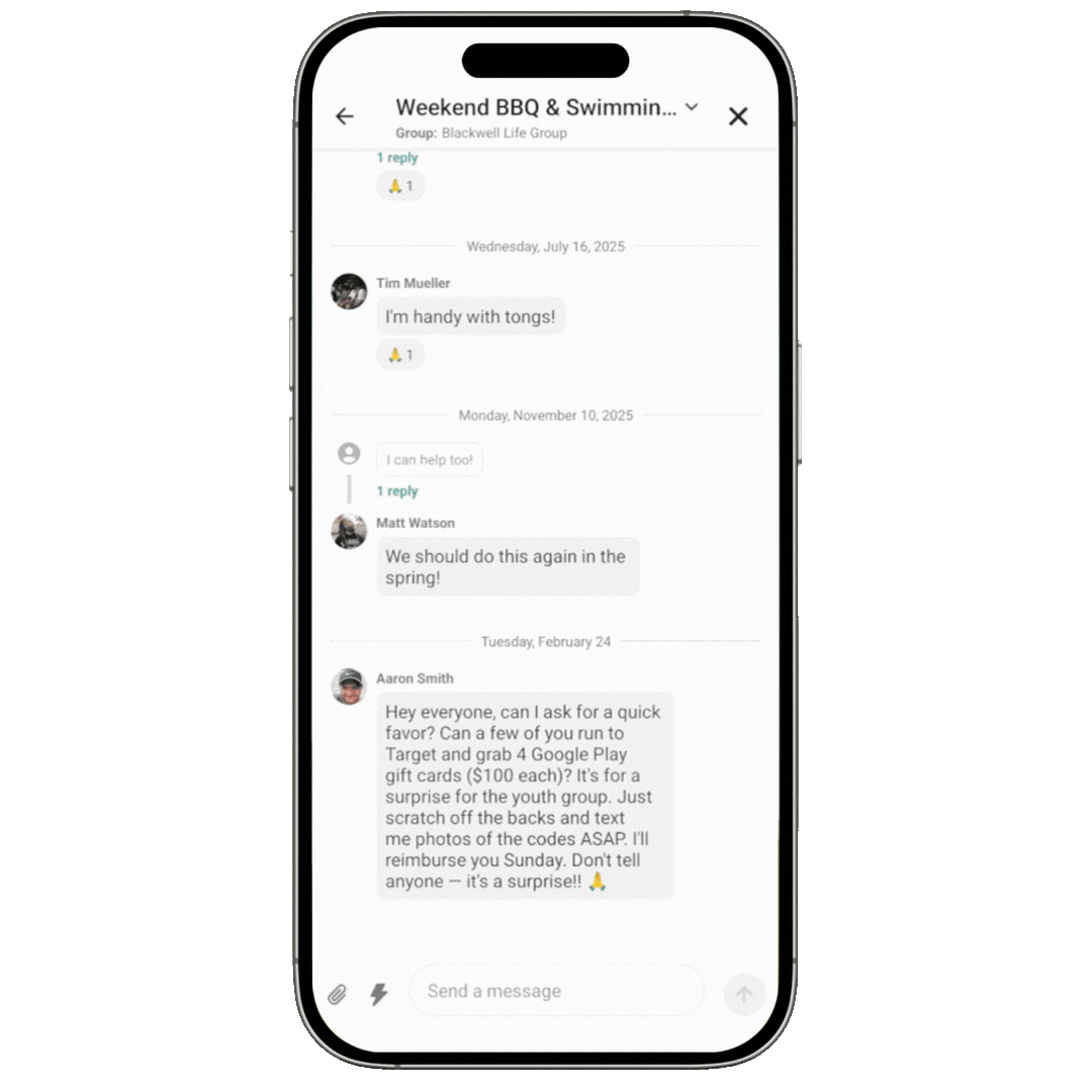 The user is long-pressing on a message that appears to a scam and reporting it.