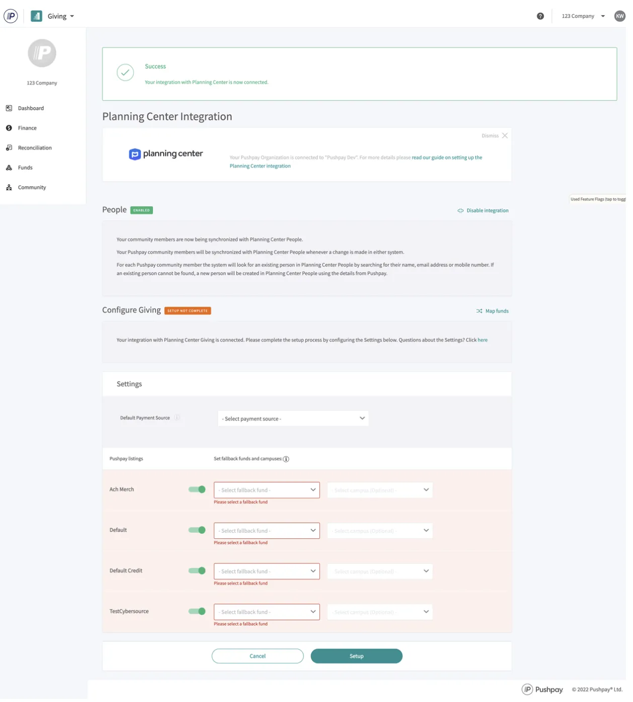 Pushpay integration screenshot 2