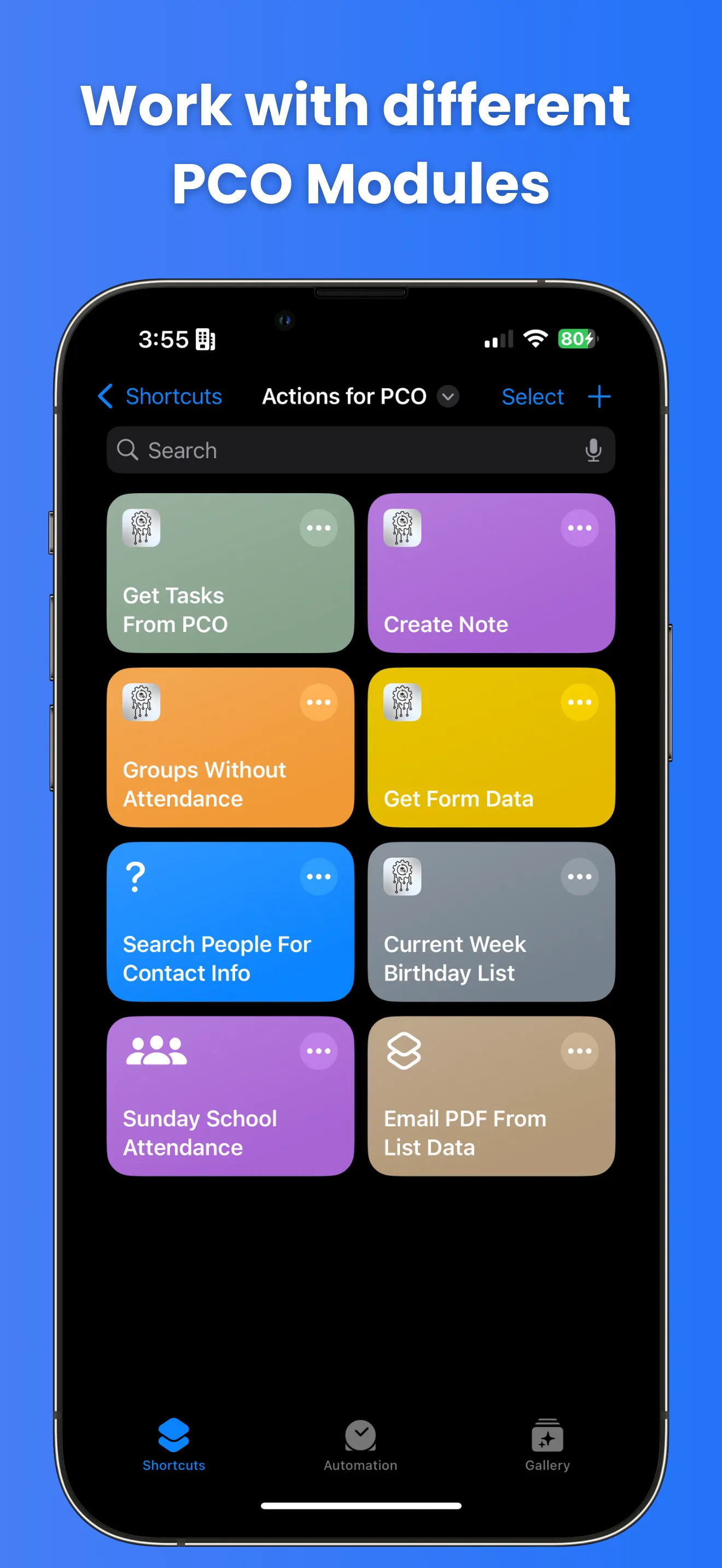 Actions for PCO integration screenshot 4