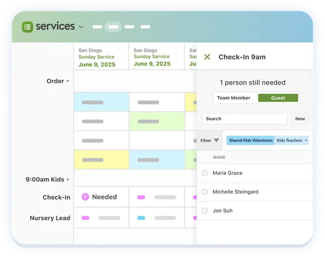 Volunteer schedules