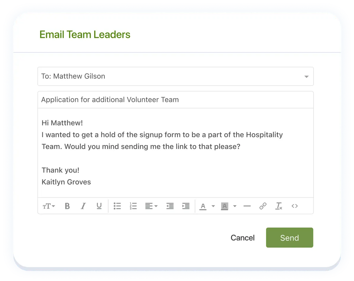 Email team leaders
