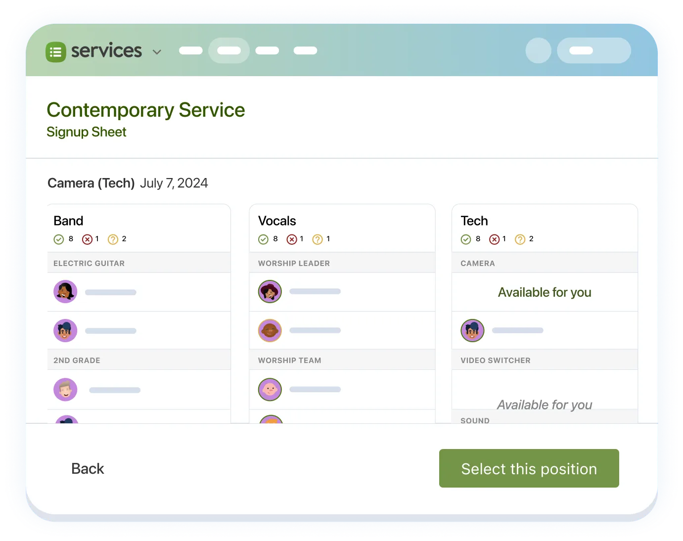 Enable signup sheets
