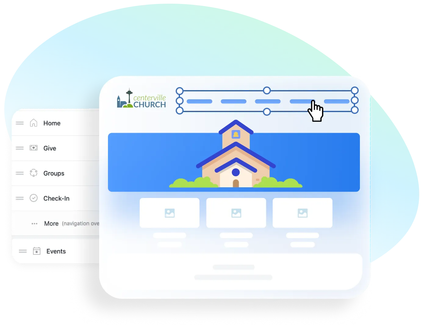 An illustration showing how people can edit the navigation of a webpage in the content editor.