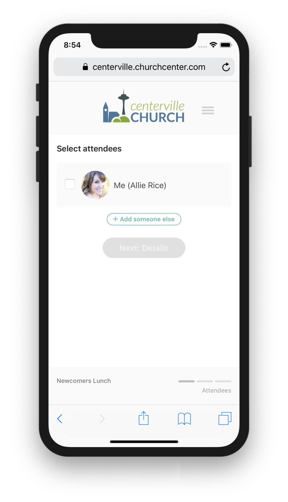 Registrations Page