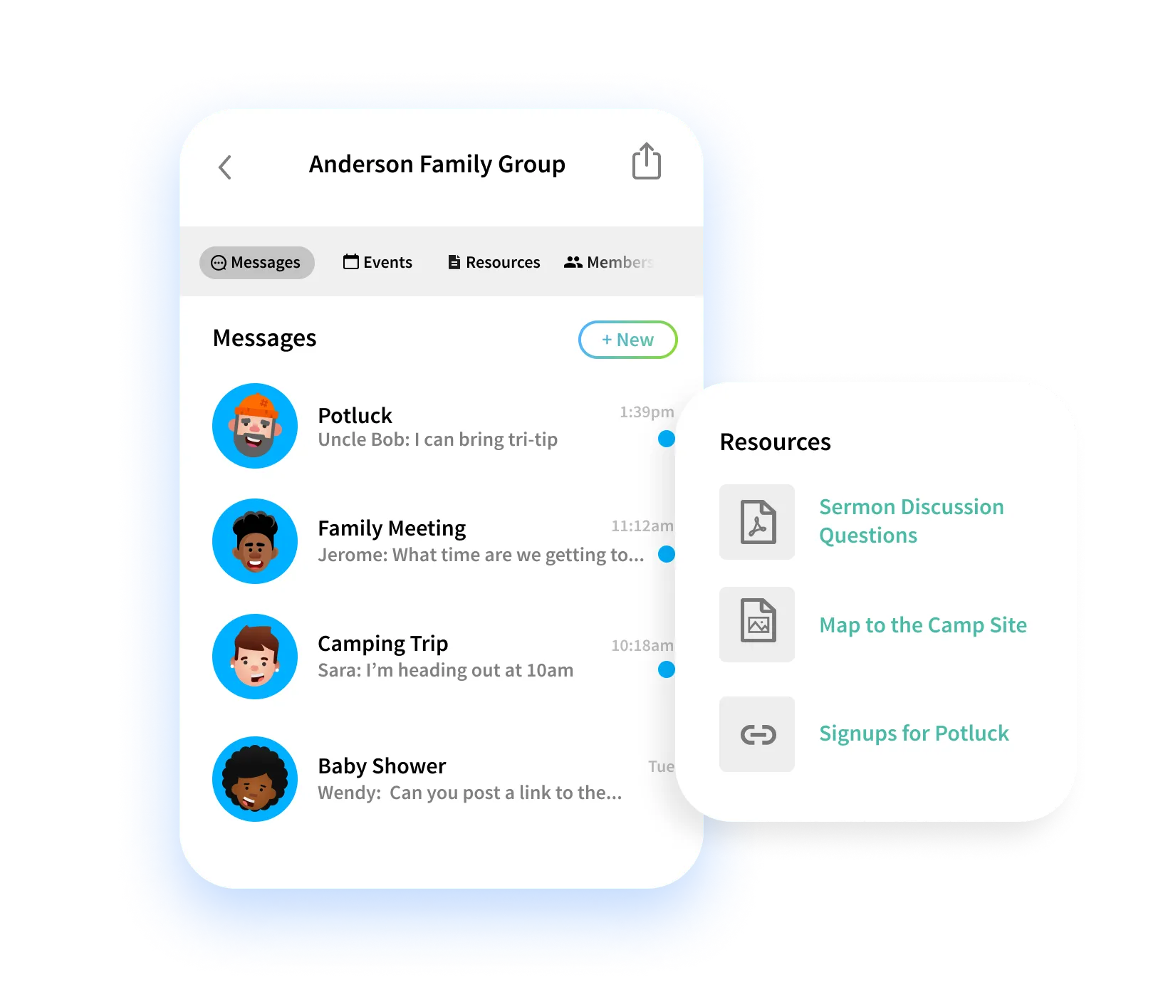 Illustration of different community chats