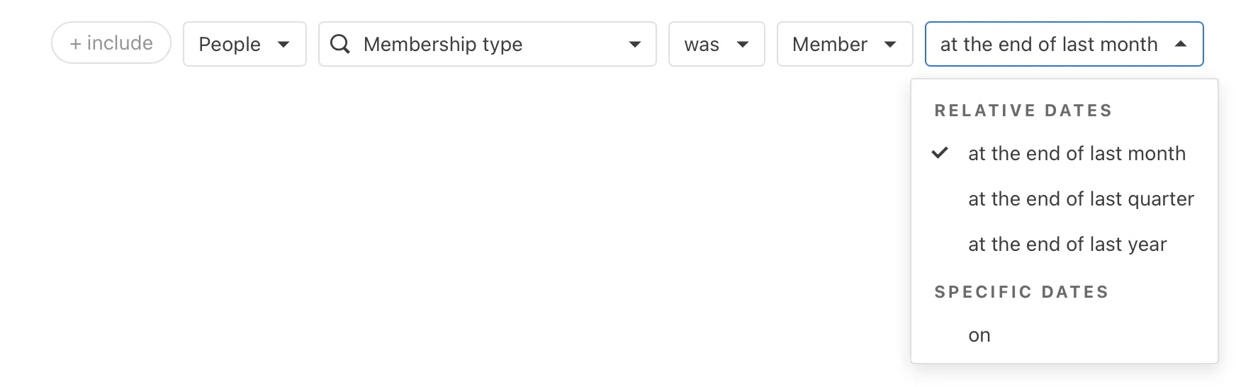 List condition for membership type > was