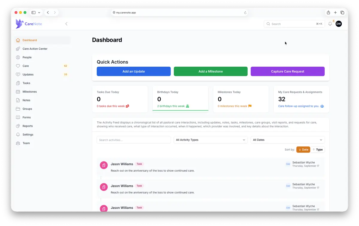 CareNote integration screenshot 2