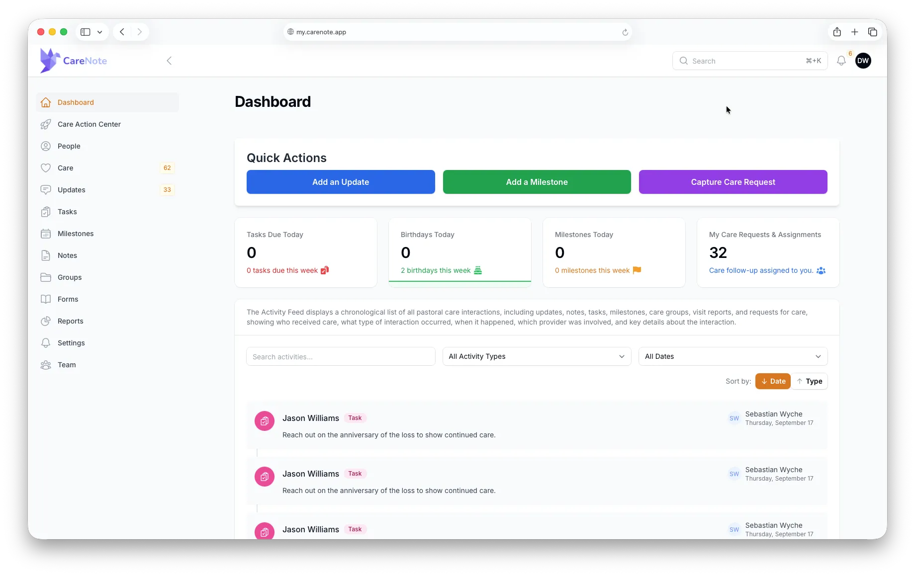CareNote integration screenshot 2