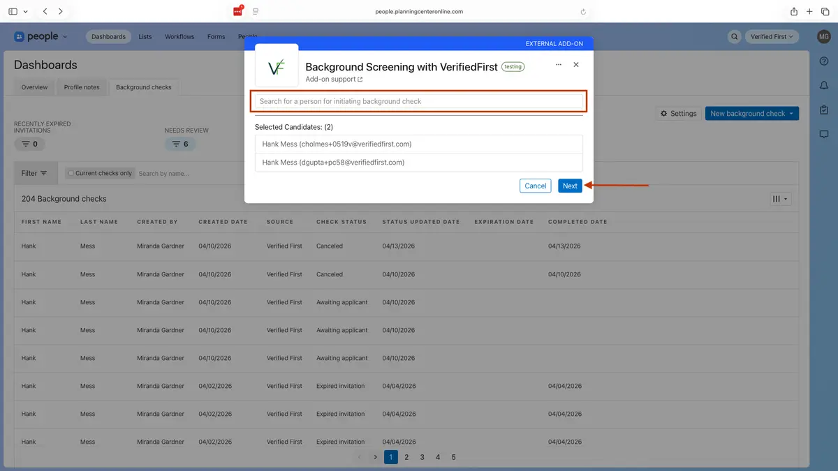 Verified First integration screenshot 2