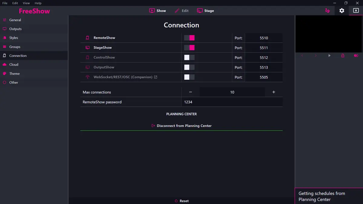 FreeShow integration screenshot 1
