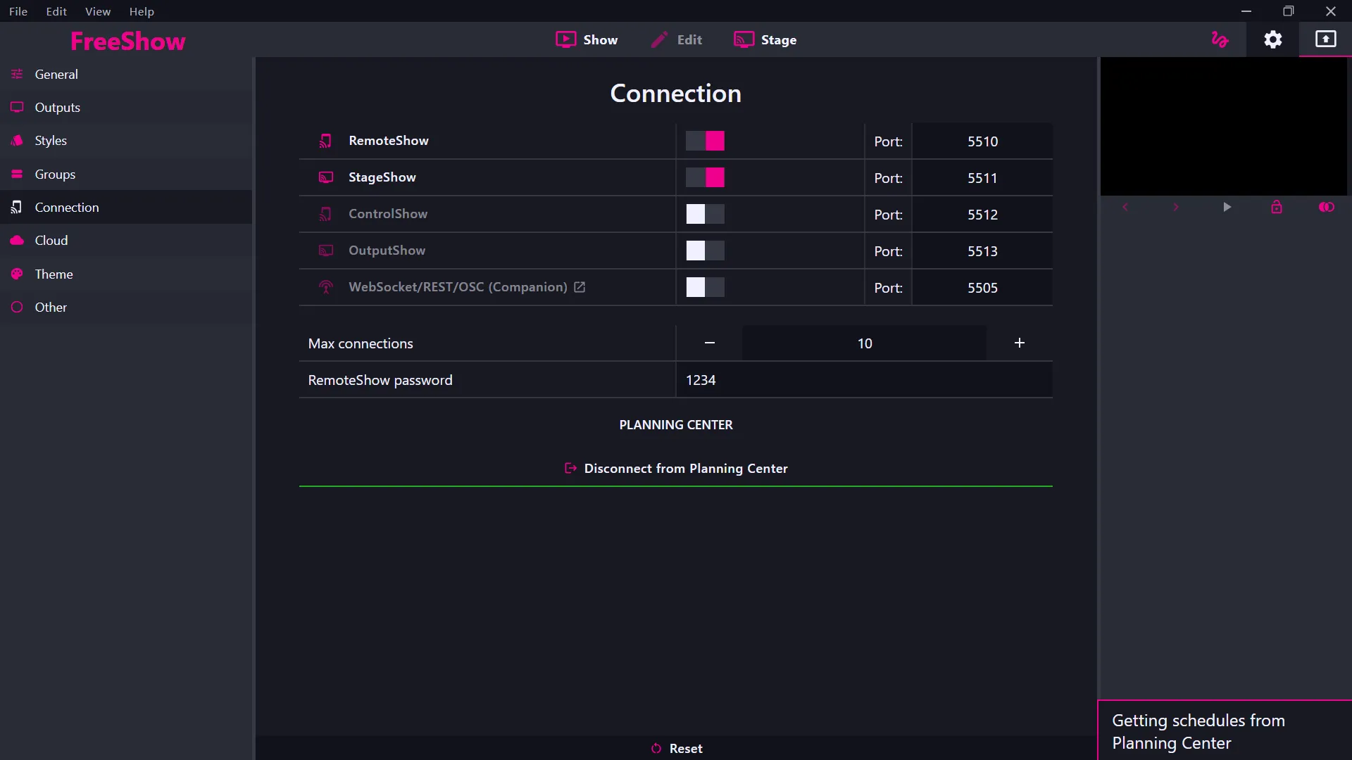 FreeShow integration screenshot 1