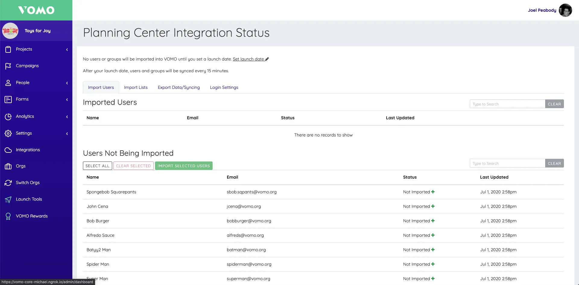 VOMO integration screenshot 2