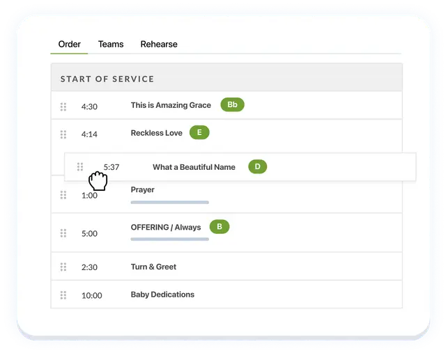 Rearrange service items