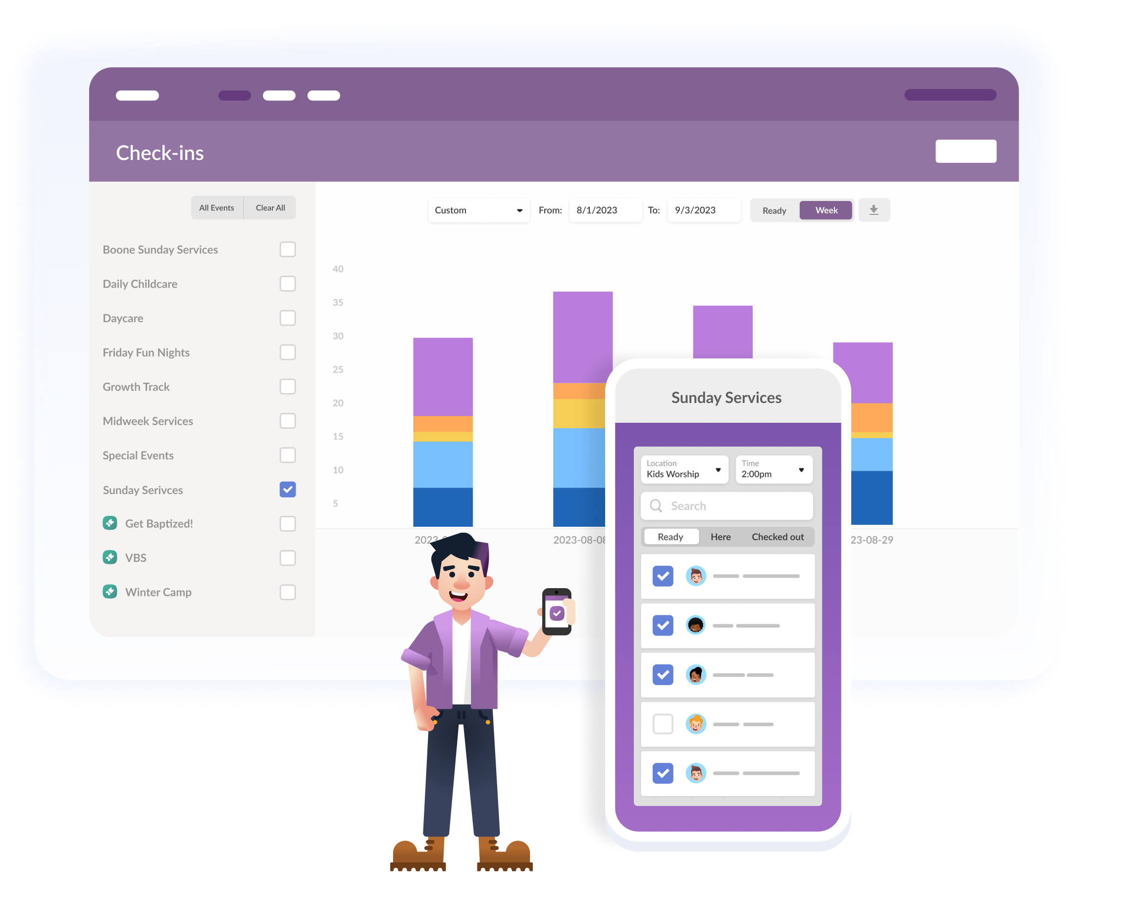 Planning Center Check-Ins: Child &amp; Volunteer Attendance
