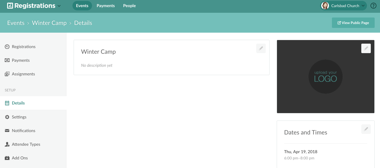 And animation of how to select an image for an event registration page.