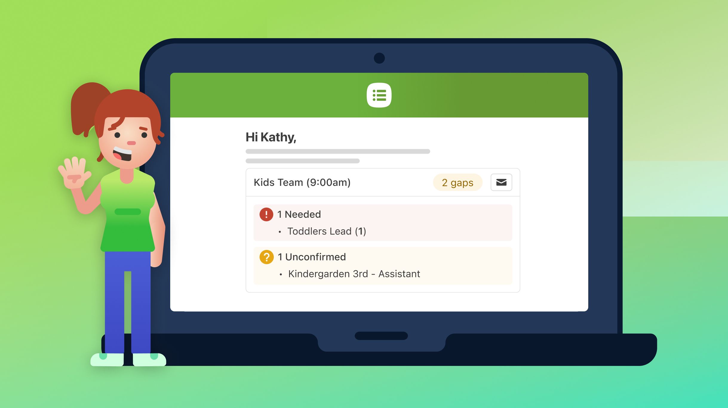 Get every volunteer role filled with gap alerts in Services