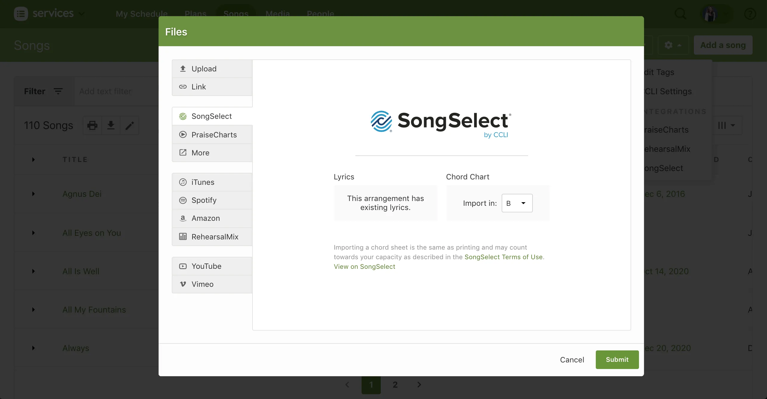 SongSelect integration screenshot 2