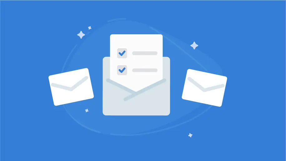 Three white envelops with the one in the middle open and a piece of paper sticking out.