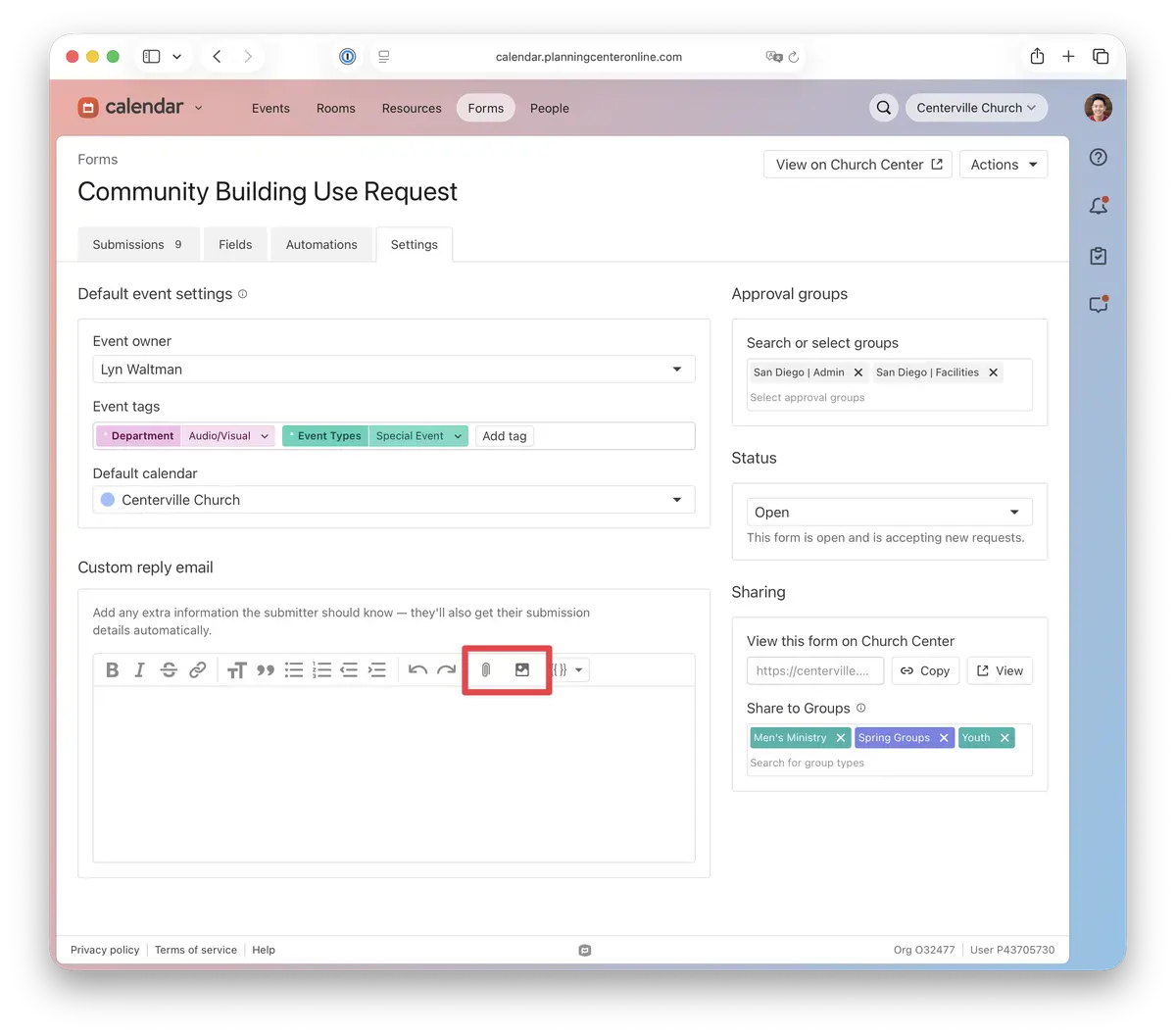 Example of where to addadd attachment and inline images to emails