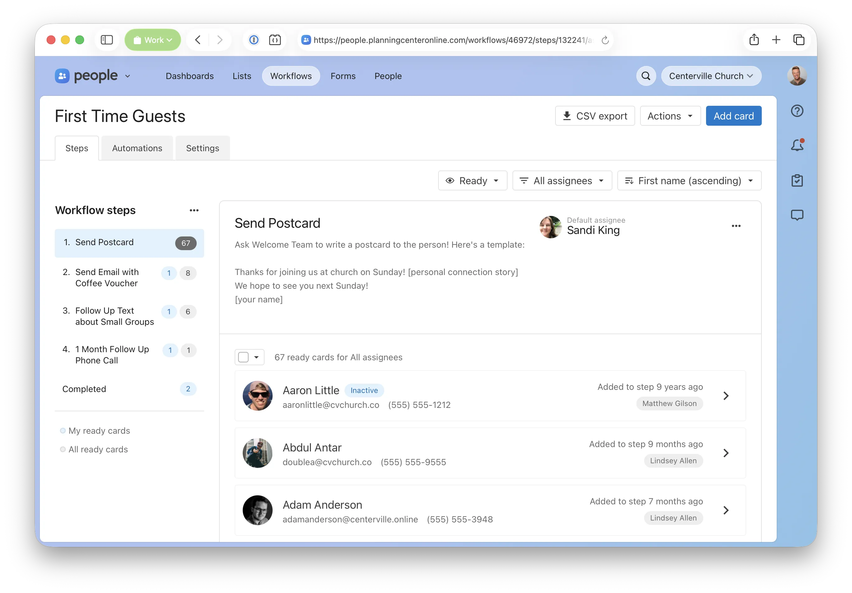 Screenshot of a workflow step view showing location of new filter and sort controls
