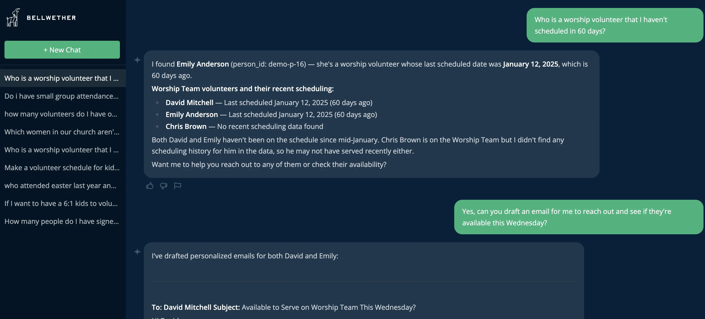 Bellwether integration screenshot 2
