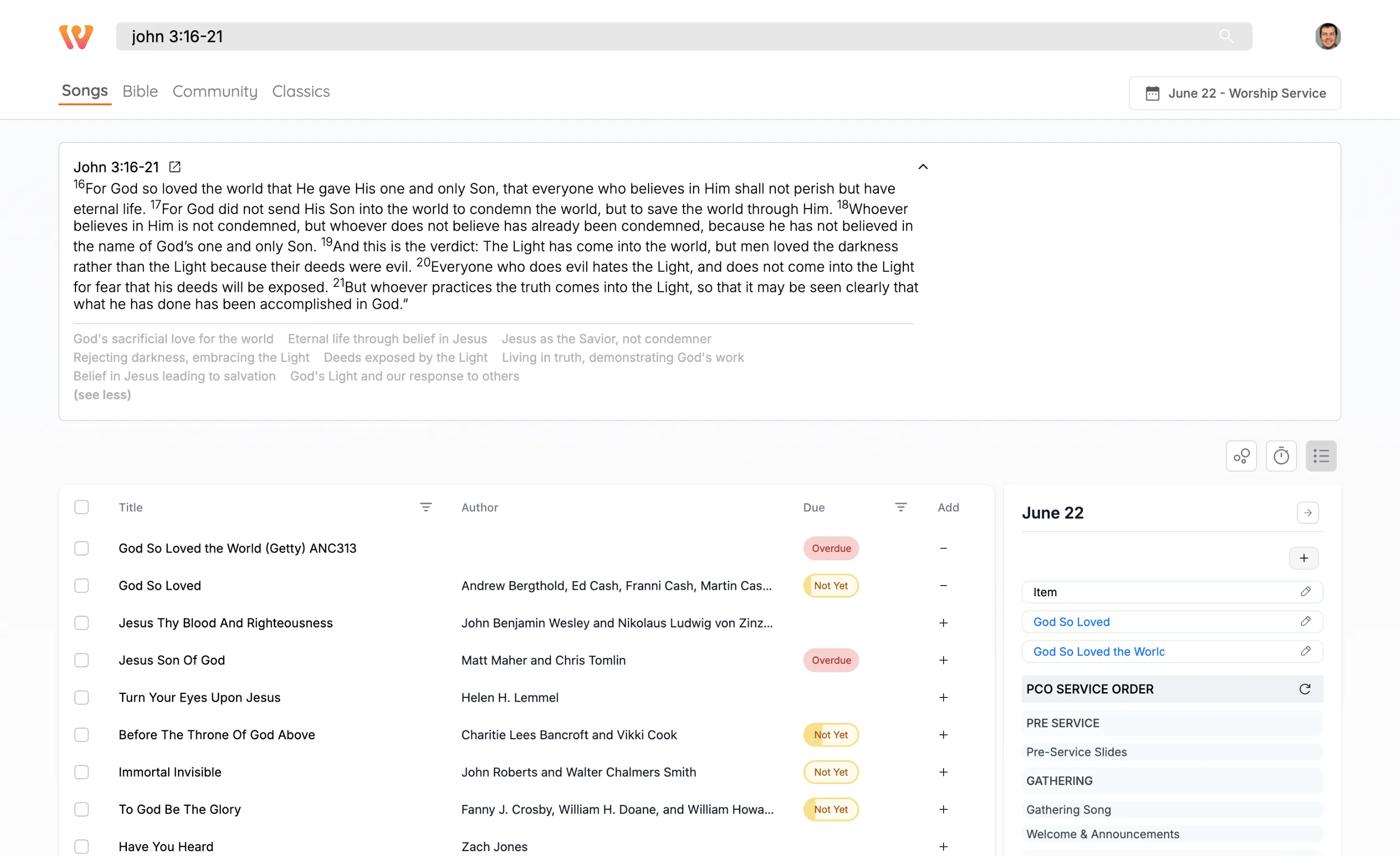 Worship Planner integration screenshot 3