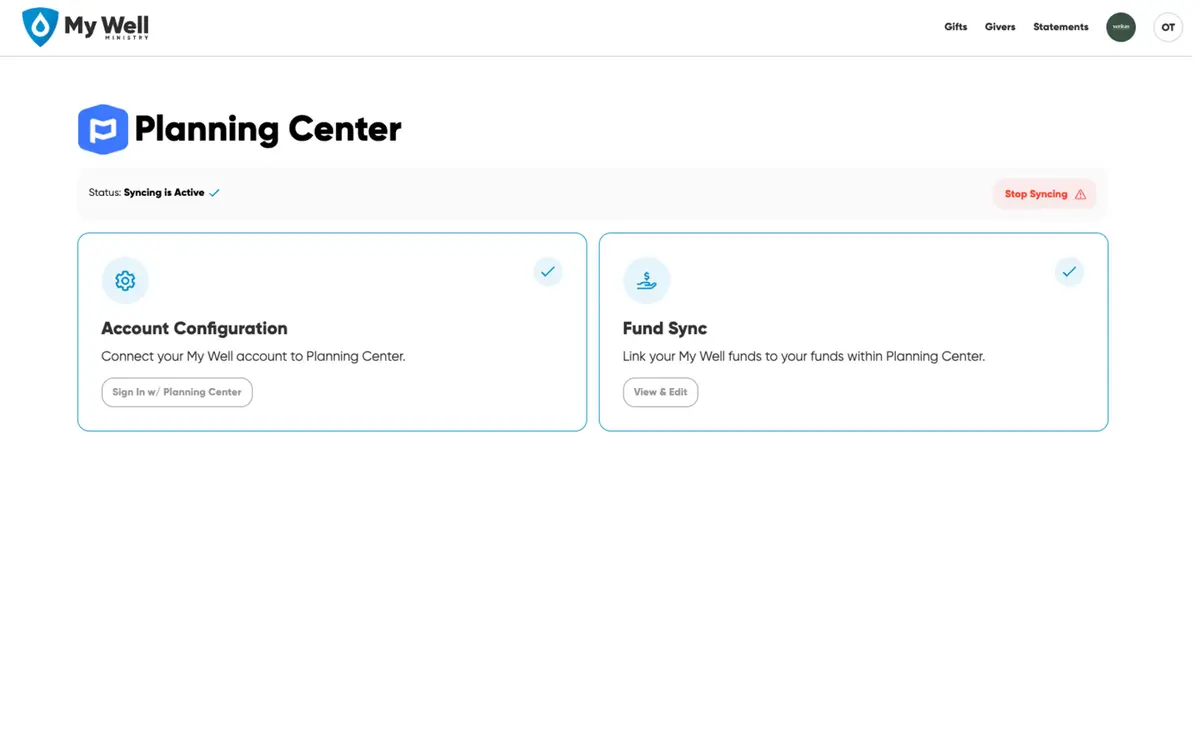 My Well Ministry integration screenshot 1