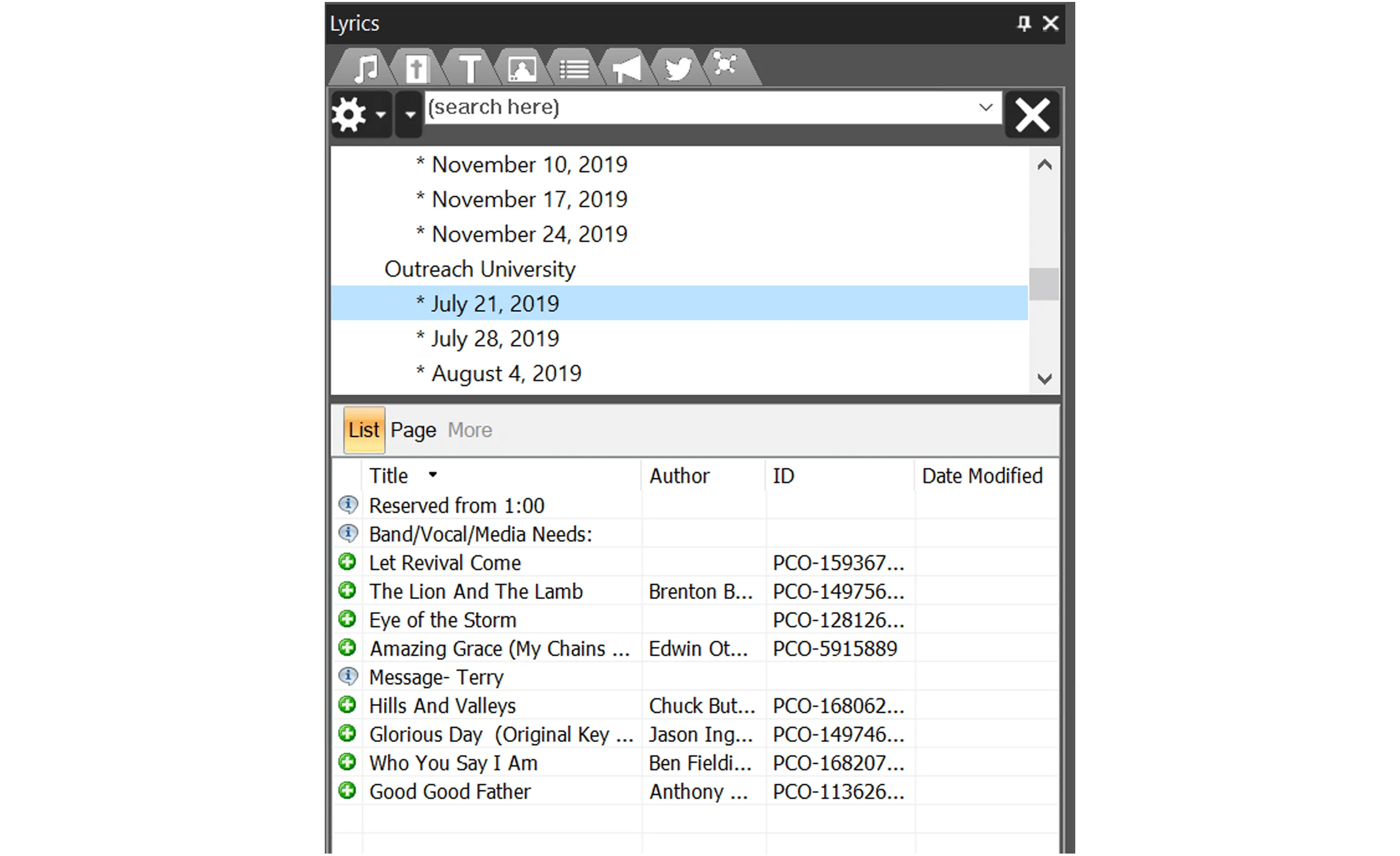 MediaShout integration screenshot 2