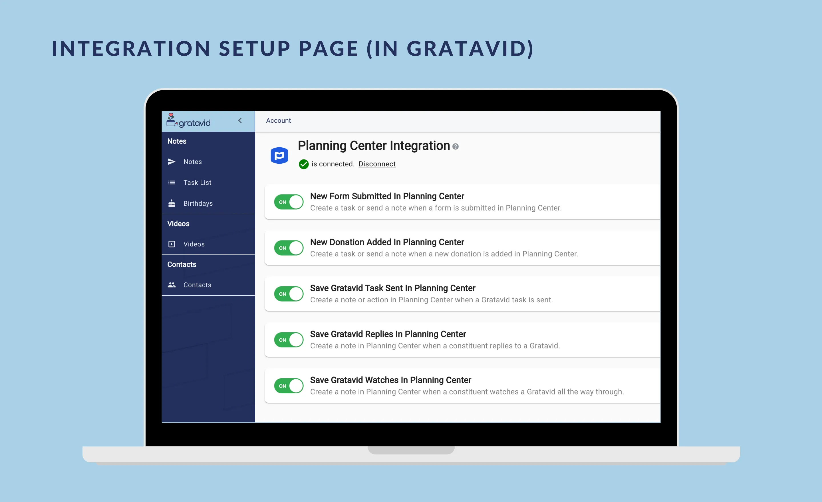 Gratavid integration screenshot 2