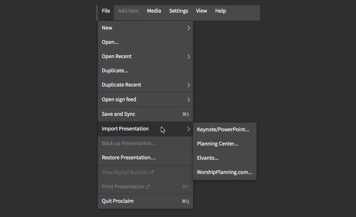 Proclaim integration screenshot 2
