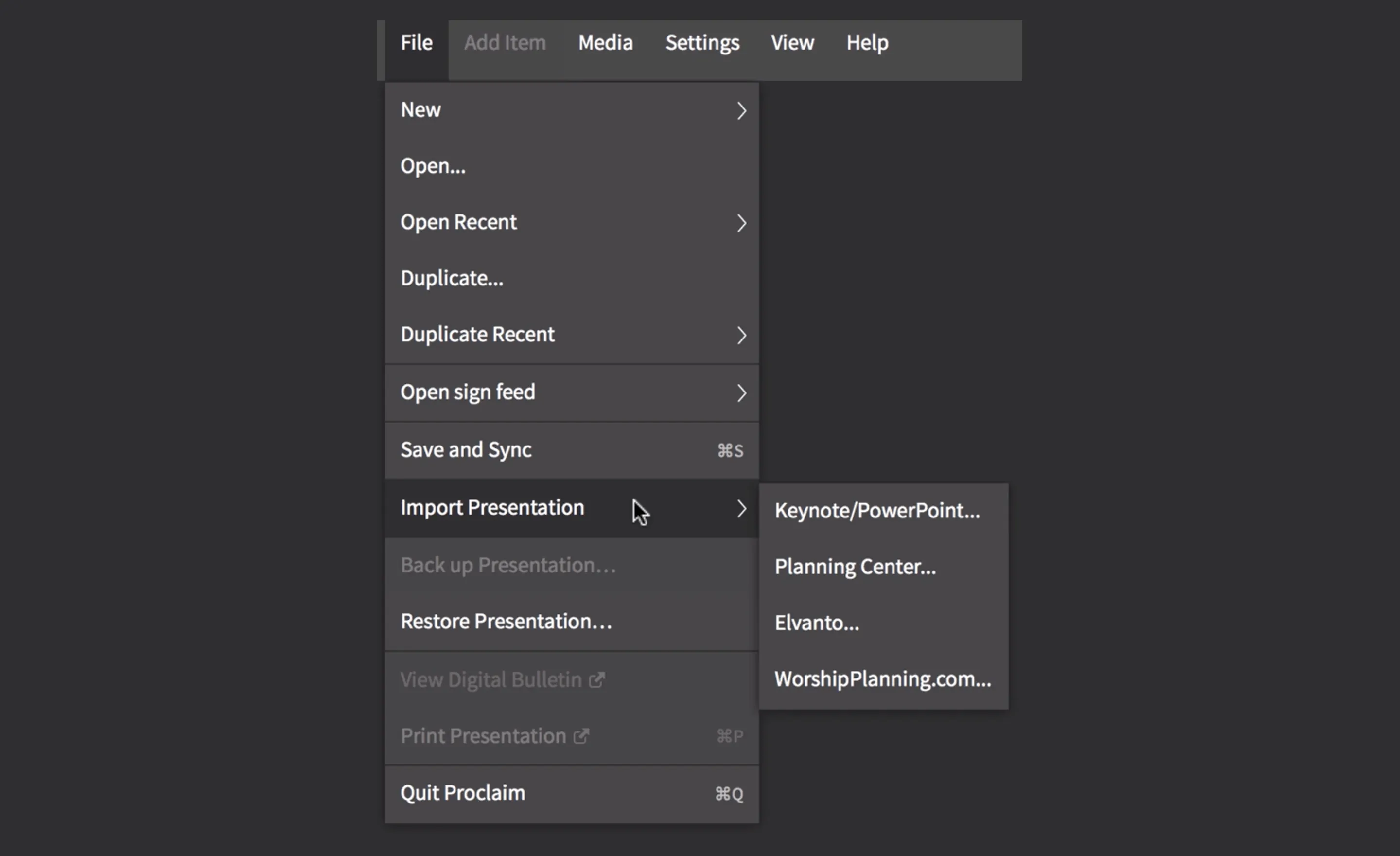 Proclaim integration screenshot 2