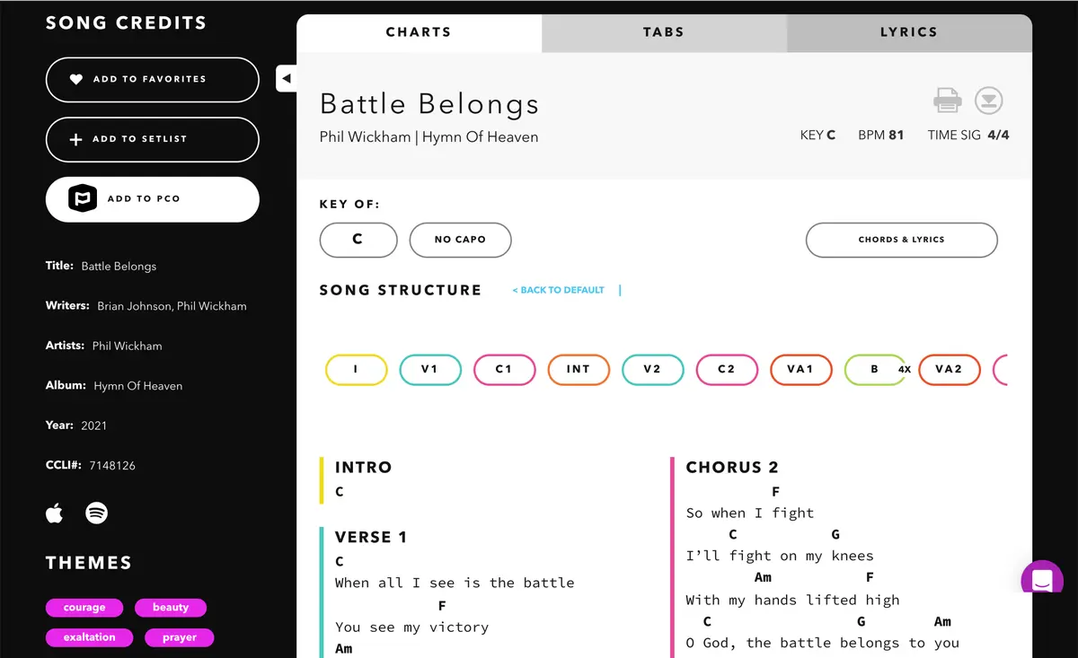 Worship Online integration screenshot 2
