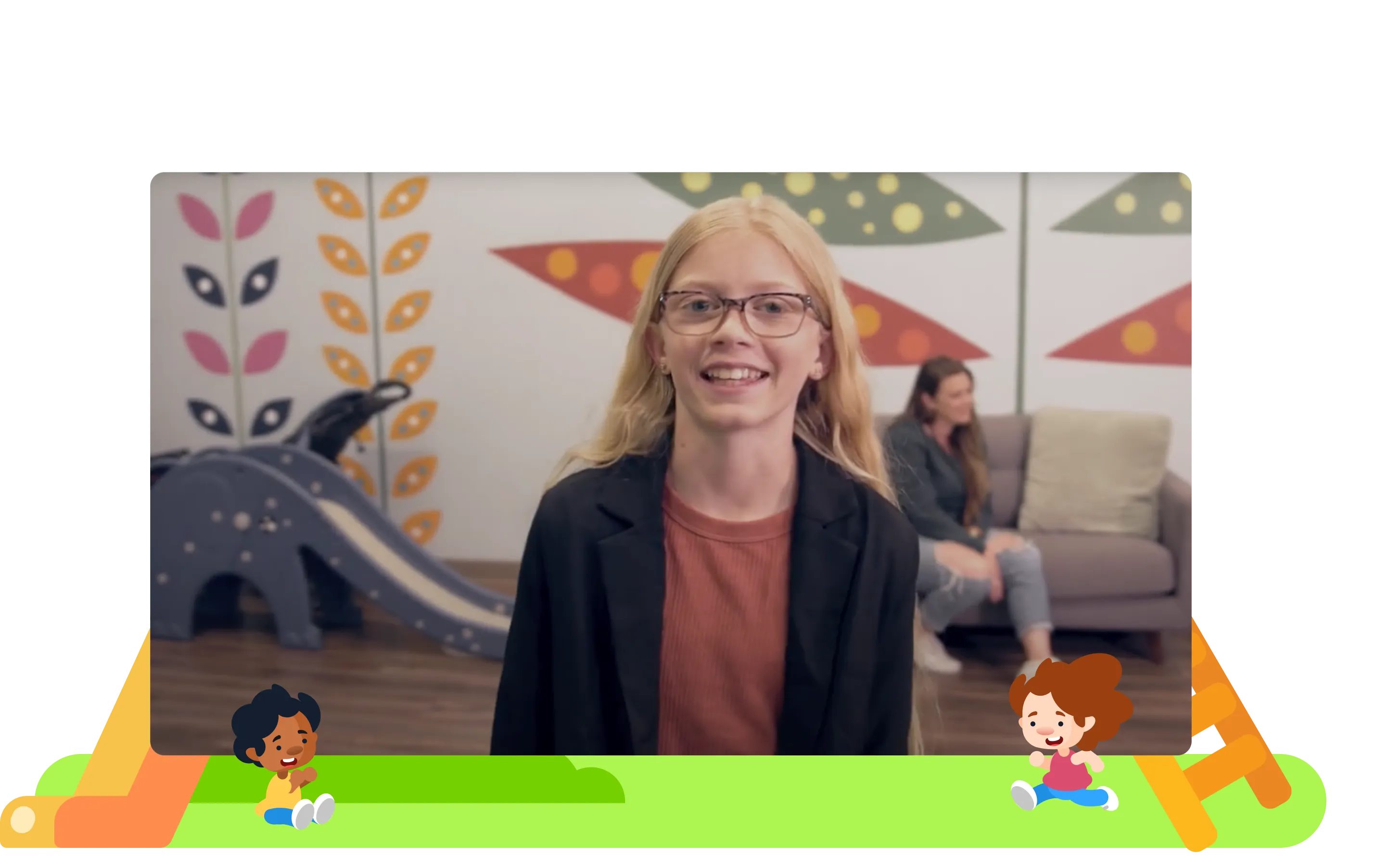 Illustration of a two kids on a playground slide