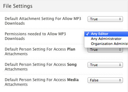 MP3 Download Permission Settings
