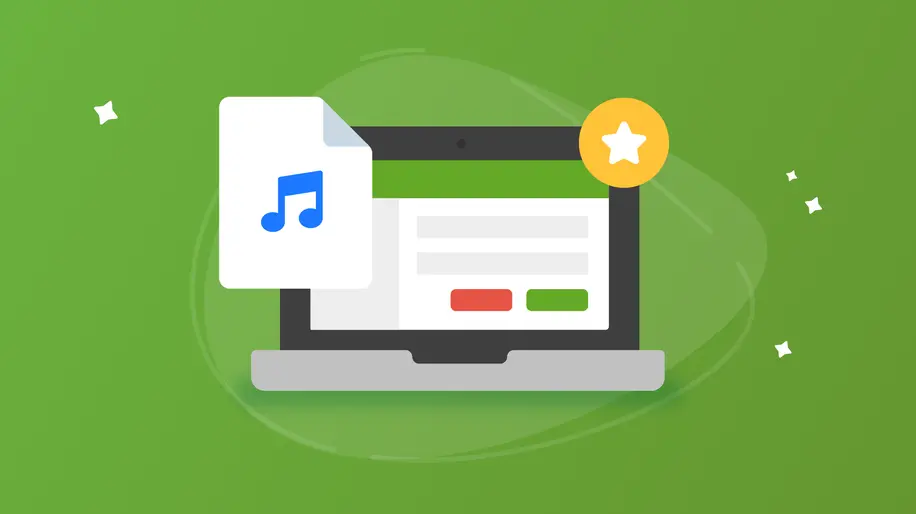 An open laptop displaying Services next to a musical note on a piece of white paper