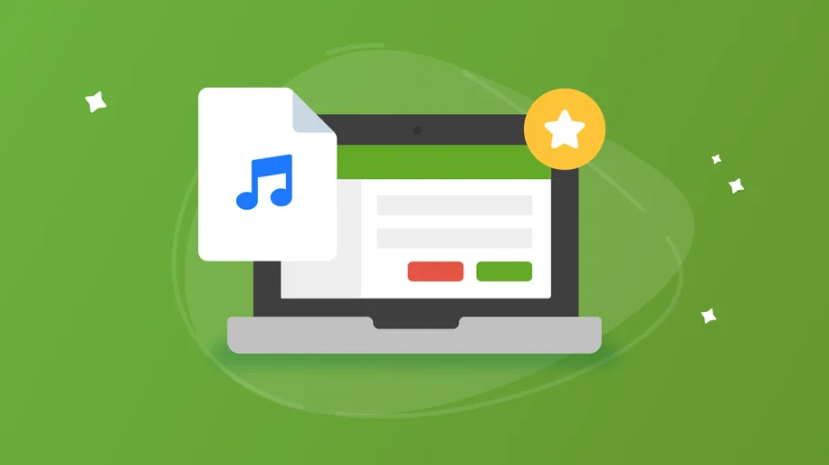 An open laptop displaying Services next to a musical note on a piece of white paper