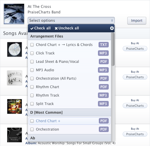 Importing from PraiseCharts