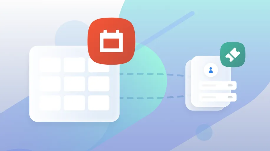 A monthly calendar video with a dotted line connecting it to a registration profile.